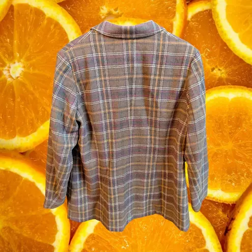 Jessica London Plaid Blazer Pants Suit Set Women 12 Wool Blend Brown Purple