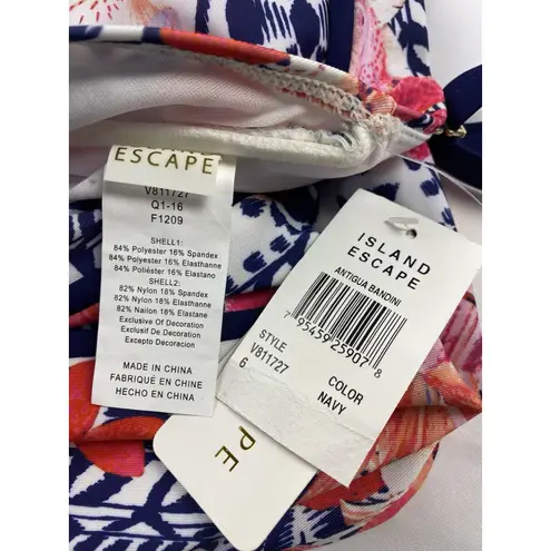 Island Escape Convertible Antigua La Flor Strapless Tankini Swim Top Size 6 NWT