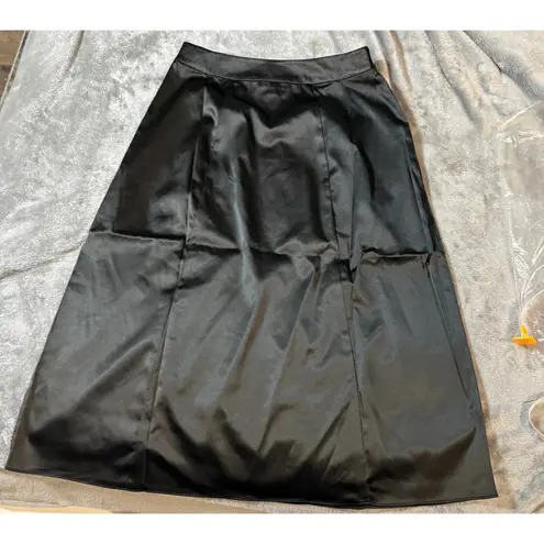 Universal Standard NWT Black Shine Size 0 CLAIR SWING SKIRT Side Zip Pocket