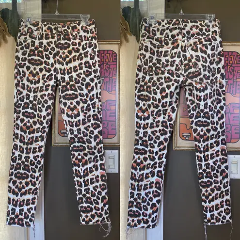 MOTHER Denim Mother High Waist Looker Ankle Fray Leopard Jeans