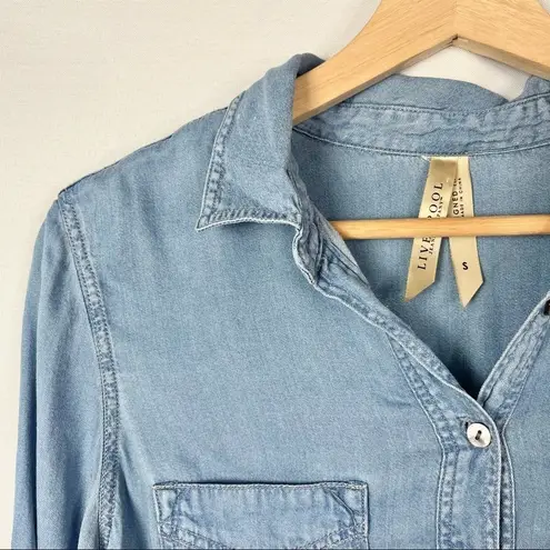 Liverpool Jeans Company Liverpool Jeans Blue Chambray 3/4 Long Sleeve Top S