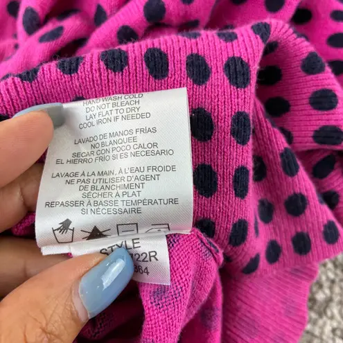 Ellen Tracy Pink & Black Polka Dot Button Cardigan Sweater Womens Size S Career