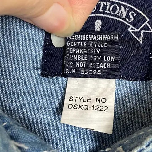 Vintage Solutions Chambray Denim Fall Halloween Scarecrow Pumpkin Button Up Sz M Blue Size M