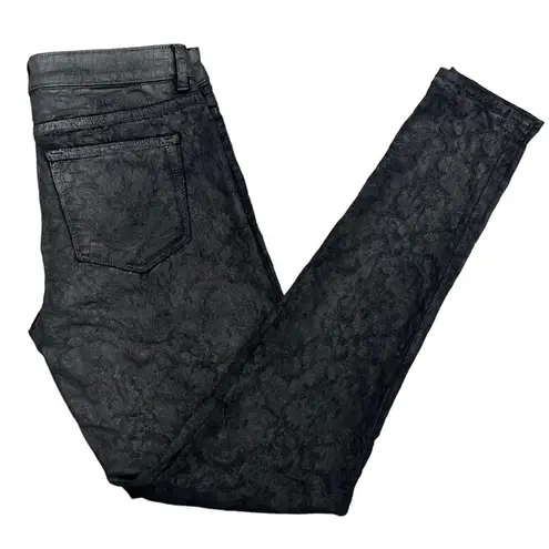 Elie Tahari Azella Skinny Coated Jeans Textured Charcoal Gray Women’s Size 26