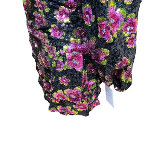 For Love & Lemons ‎ Morrison Mini Dahlia Floral Dress Black Sequin Size XS