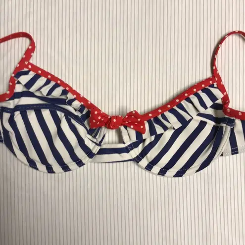 Forever 21  Red White and Blue Retro Nautical Pinup Style Bikini Top Small