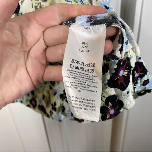 Ganni Printed Crepe Blouse Meadow Egret size 34 or US 2 quiet Luxury bohemian