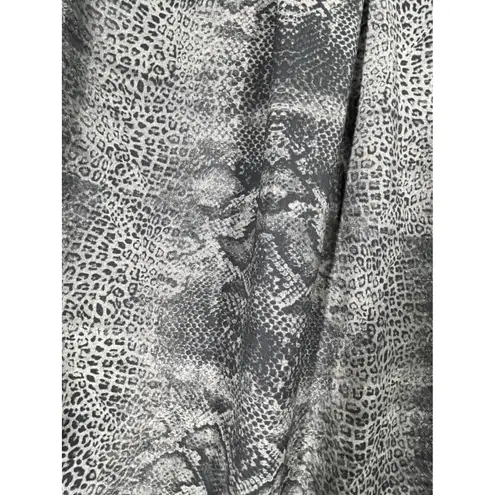 EST 1946 Women Snake Print Button Shirt Dress Roll Tab Sleeve Pocket Gray XL Black