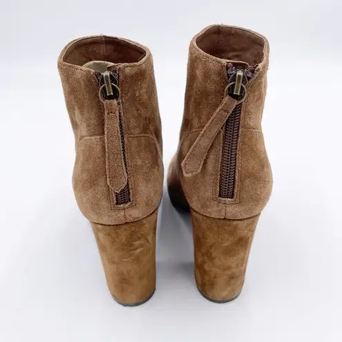 Ash Joy Block Heeled Ankle Boots Light Brown Suede Leather Women's Size 39 / 8