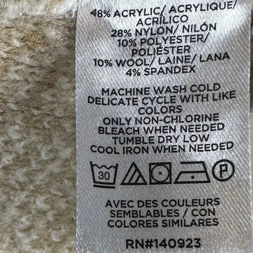 Loft NWT  Buffalo Plaid Sweater Womens XL Tan White Mock Neck Cozy Preppy Fall