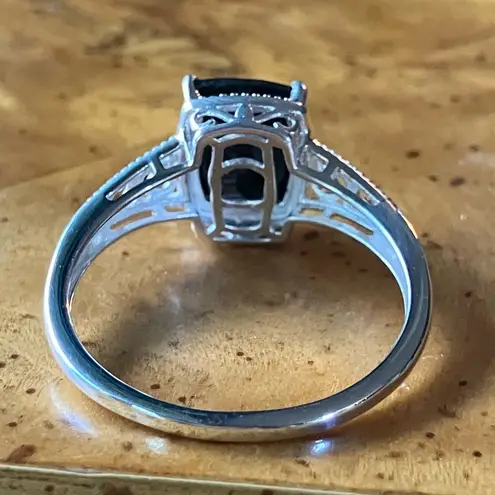 Natural Black Tourmaline Sterling Silver Heart Ring Size 11