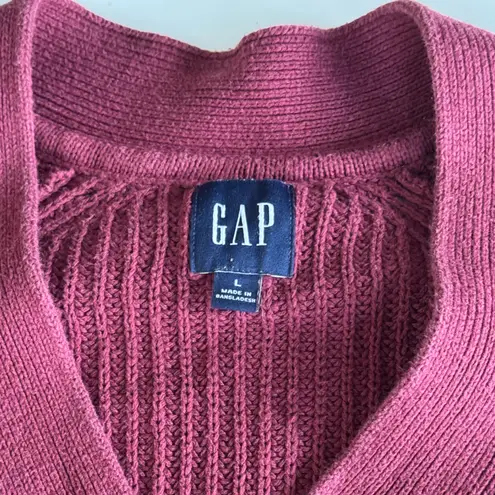 Gap  Burgundy Wine Red V Neck Cotton Cardigan Sweater Size Large