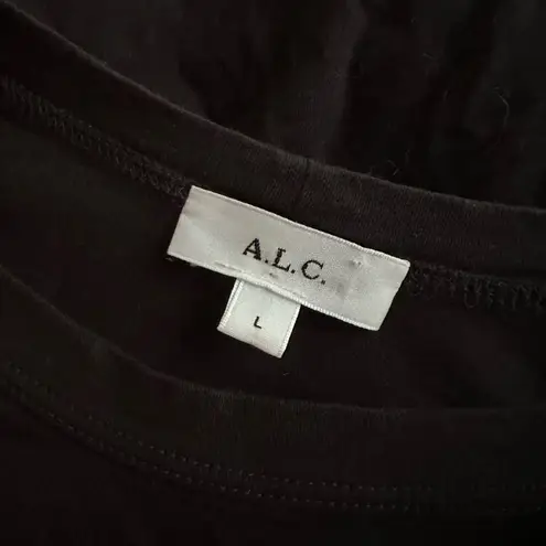 ALC Frank A.L.C. Black Puff Long Sleeve Mini Dress Classic City Chic Fall LBD Basic Large