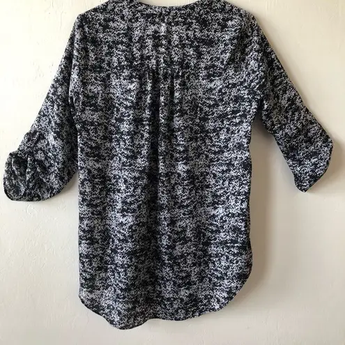 Decree Womens Tunic Blouse 3/4 Sleeves Black & White