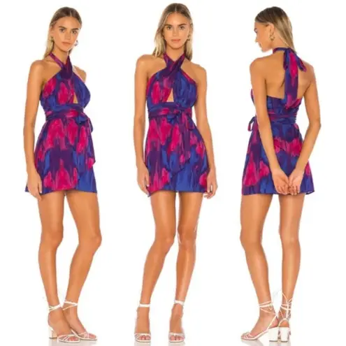 Majorelle  Hepburn Halter Mini Dress Tie Dye Purple