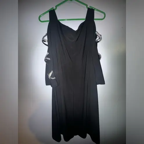 MSK Rhinestone Embellished Sleeve Black Dress Medium stretch
