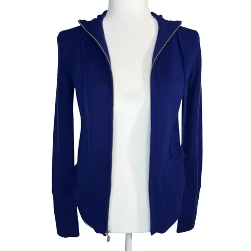 J.Crew Italian Cashmere Hoodie XS Blue 100% Full Zip Sweater Jacket FA07
