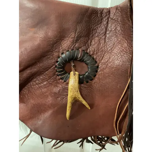 Jimmi Wz Large Natural Leather Handmade Western Fringe Messenger Crossbody Bag