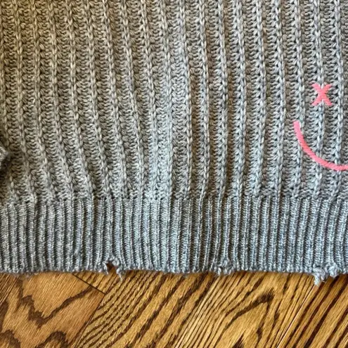 Vintage ‎ Havana Gray Sweater with Pink Stitching Size L