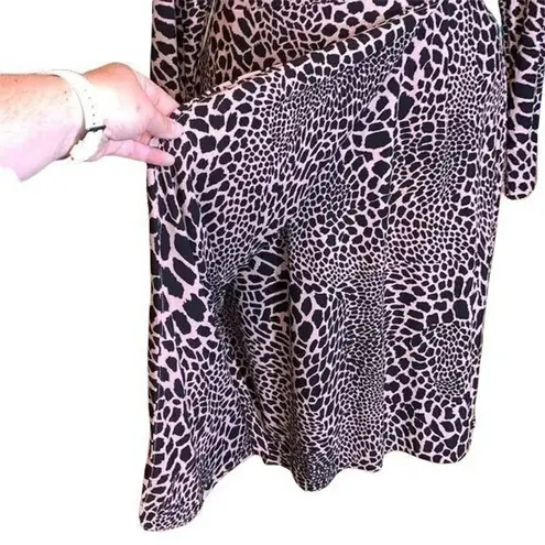 Alfani Womens Stretchy Animal Cheetah Print Sheath Dress Pink Black Large NWT