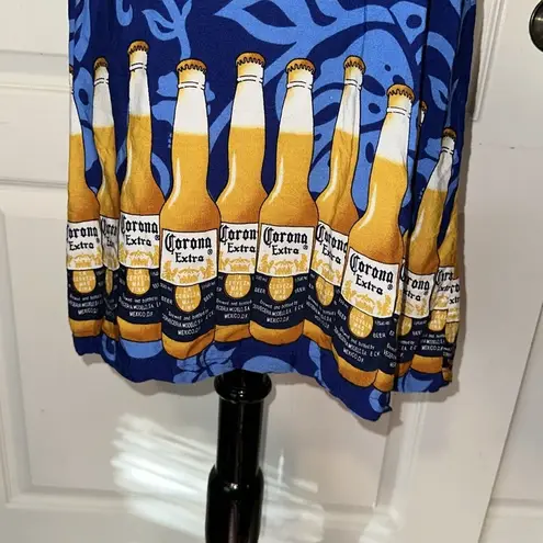 VTG CORONA EXTRA BEER HAWAIIAN PRINT CAMI DRESS Blue Size M