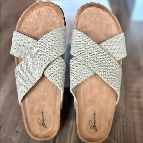 Slide Sandals for Women w/Cork Footbed & Soft Knit Comfort X Tape Sandals