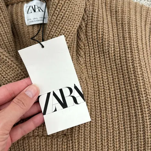 ZARA NEW NWT  camel tan beige wool Blend high neck Soft Knit Sweater long sleeve