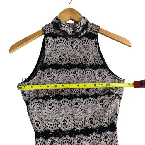 Privy Size S High Neck Lace Bodycon Maxi Dress Black Gold Special Occasion NYE