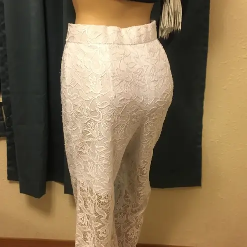 White Lace Wide Leg Dress Pants Size 6