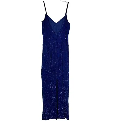 Laurence Kazar Vintage New York Sequin Dress Womens PM Petite Used Blue Silk