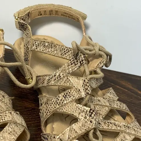 Naturalizer N5 comfort snakeskin print gladiator lace up sandal, size 8 1/2 