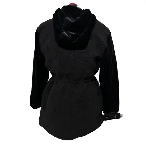 EDEN SOCIETY Faux Fur Wooly Coat Stitchfix Cinch Waist Jacket Black NWT Small