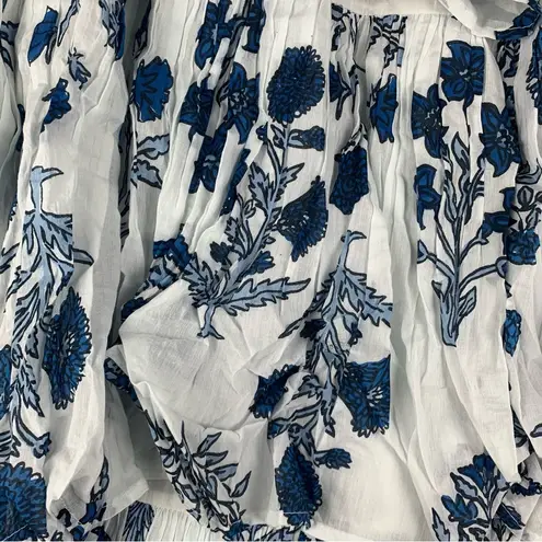 Ro's Garden size large tiered maxi dress white blue floral guest new anthropolog