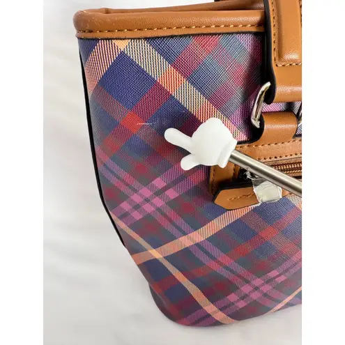 Giani Bernini Plaid Tote Bag Handbag Purse Satchel Brown Trim