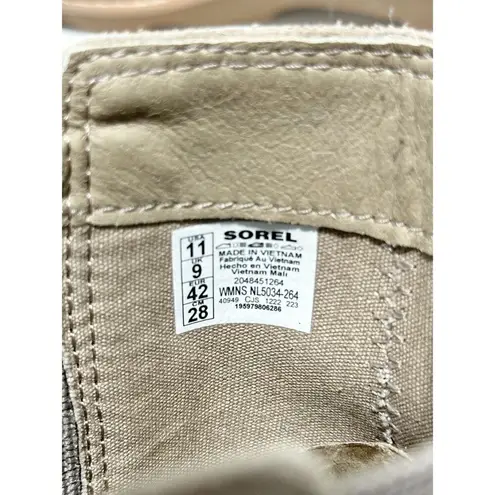 Sorel  Joan Now Chelsea Suede Heeled Bootie Omega Taupe Gum Soles Size 11 Women’s