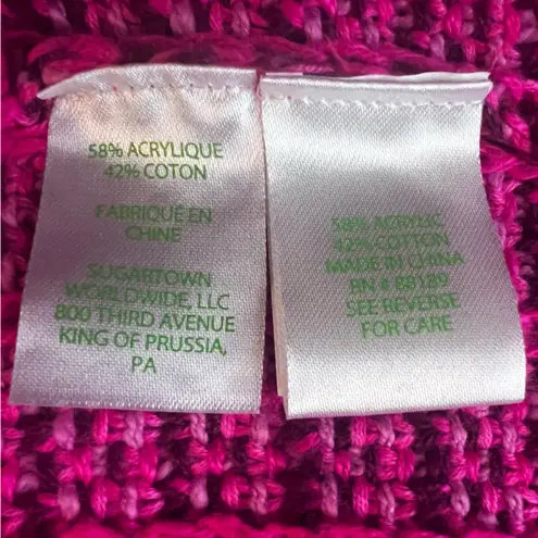 St. John Lilly Pulitzer Hot Pink Tweed Simora Fringe Cardigan Blazer Preppy Maximalist -S