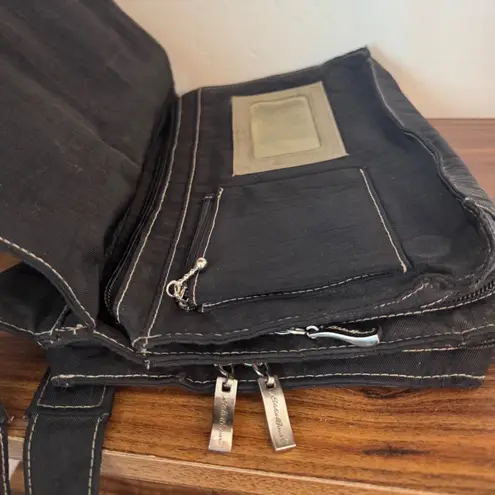 90s Vintage Eddie Bauer Black Multi Compartment Crossbody Bag Large Y2K Grunge