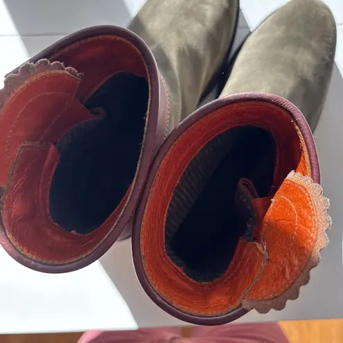 Penelope Chilvers Inclement Cropped Tassel Boot Seaweed/Conker, Size 41 Green