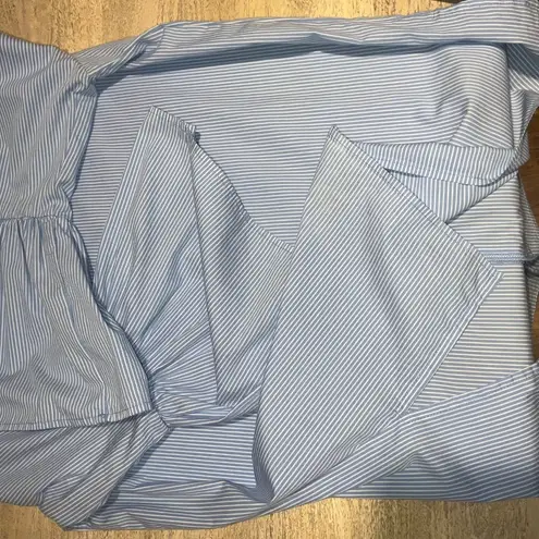 Gibson Blue White Striped Blouse Top Tunic Small / Medium Bell Sleeve Cotton