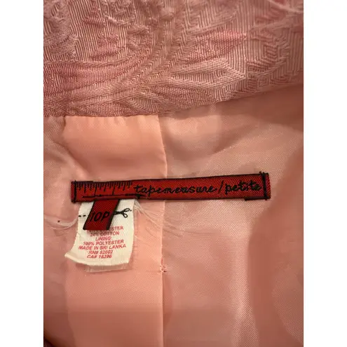 Tapemeasure Blazer Jacket Women 10P Pink Paisley Brocade Lined Crop Button Front Size 10