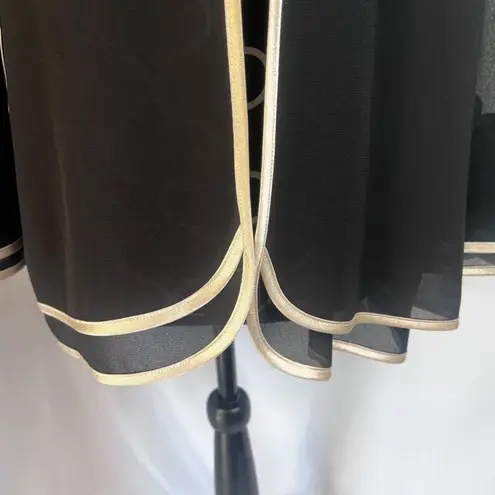 SiaSia Black w/ Cream Ribbon Trim Open Front Bell Cuff Semi Sheer Cardigan Sz 16 - Image 5