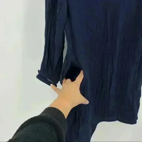 ZARA  Navy Lace Insert‎ V-Neck Tunic Top Size XS