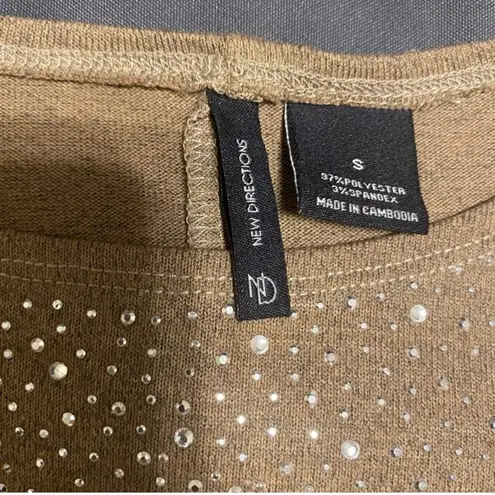 New Direction Sparkly Top Brown Small Used Good Preowned Tan