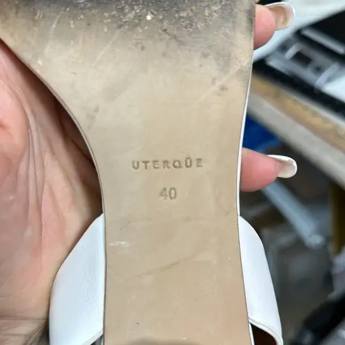 Uterque Zara White Rattan Trim Leather Sandals Heels Womens Shoes 9 w/shoe bag