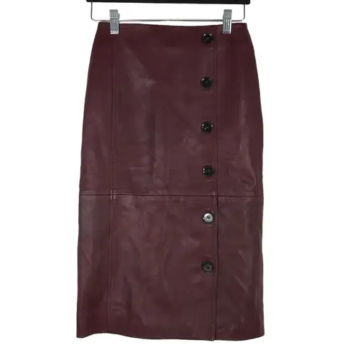 Rachel Parcell Red Grape Leather Button
Front Pencil Skirt XXS
