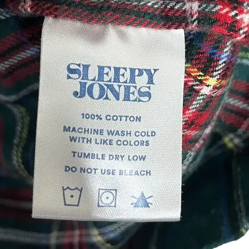 Sleepy Jones Marina Plaid Pajama Top Cotton Flannel XS Classic Loungewear Green