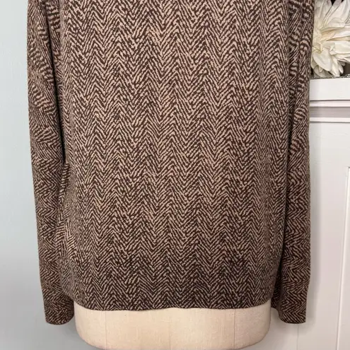 Talbots Herringbone Angora Cardigan Sweater Brown Tan Size XL