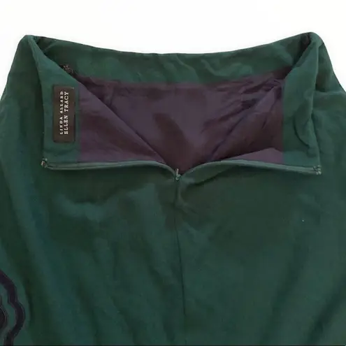 Ellen Tracy Linda Allard Wool Mini Skirt Ever Green Black Zip Up Back Size 12