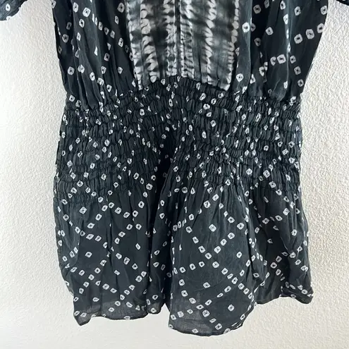 Ulla Johnson Gray Geometric Smocked Waist Tunic Mini Dress Cotton Lined Small