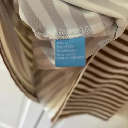 J. McLaughlin Elora Mini Dress Catalina Cloth Stripe Side Tie Brown White Size XL